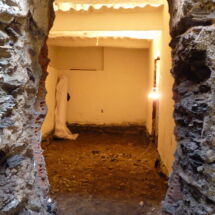 BEFORE: Opening new door to future bathroom, placing underfloor heating. Yasmin bathroom before