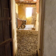 Adjoining rooms: floors lifted to place underfloor heating, walls treated against dampness. yasmin-hall-floor